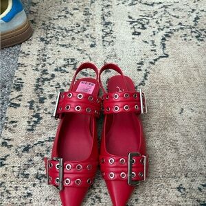 Jeffrey Campbell Red Buckle Flats